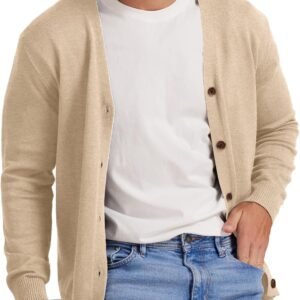 Men's Vintage Striped Long Sleeve Cardigan Sweater with Button V Neck Knitted Sweaters