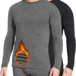 Men's Long Sleeve Thermal Underwear Fleece Lined Base Layer Cold Weather Tops Long John Shirts for Men