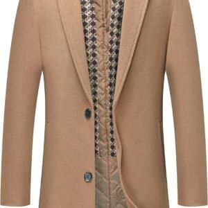 Men's Wool Coat Hoodie Long Trench Coat Cotton Casual Woollen Overcoat Jacket